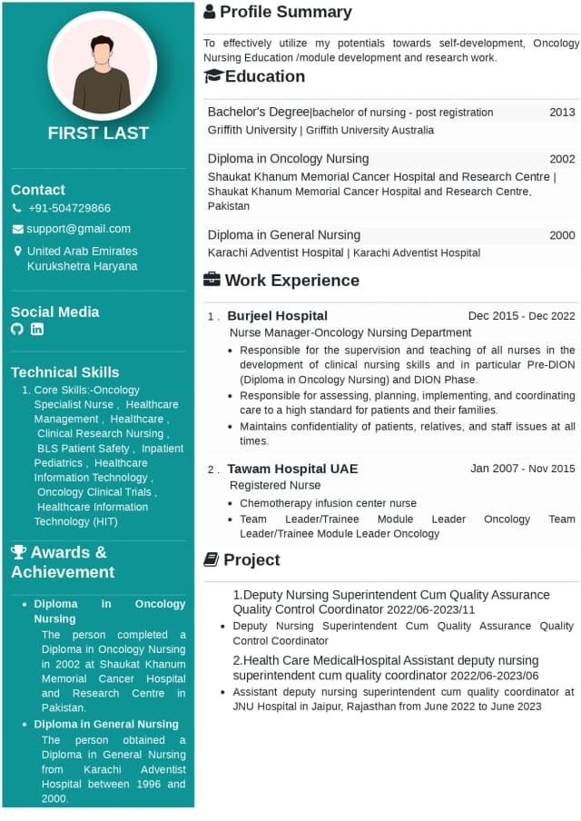 Nursing Oncology Department