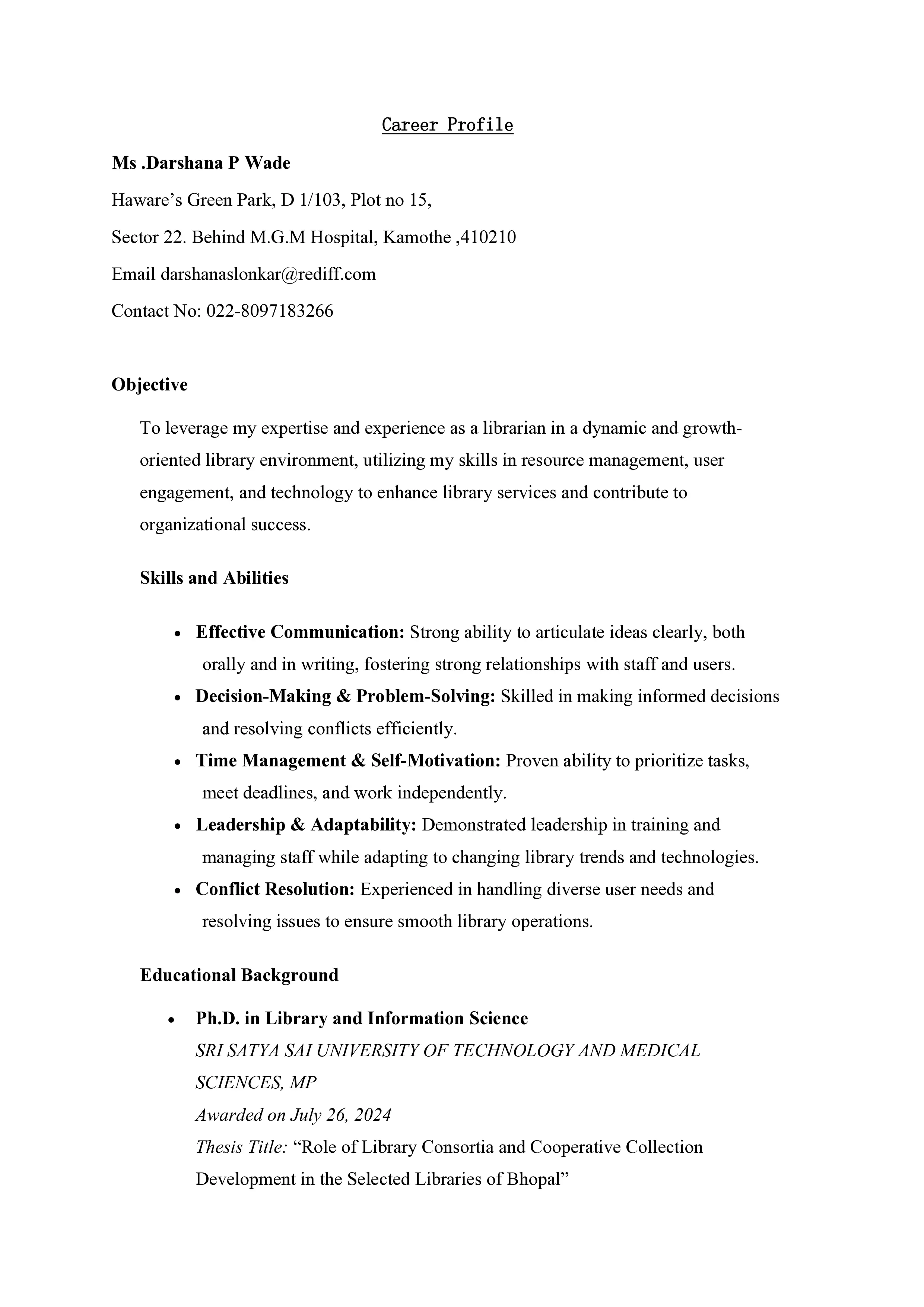 Old Resume